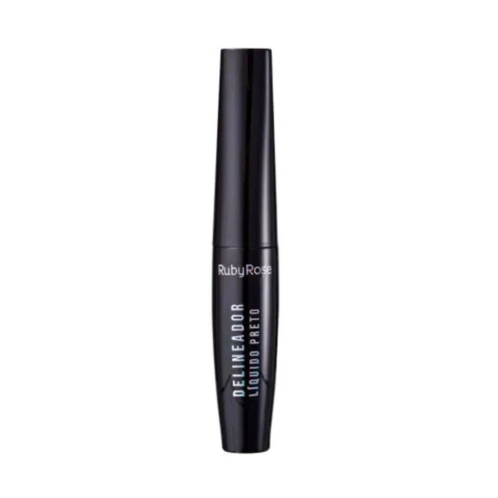 DELINEADOR LíQUIDO PRETO RUBY ROSE HB8406 PINCEL PONTA FINA