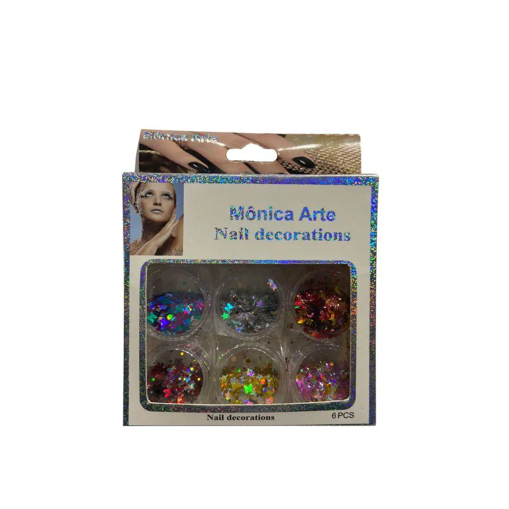 KIT COM 6 GLITTER PARA DECORAçOES DE UNHAS