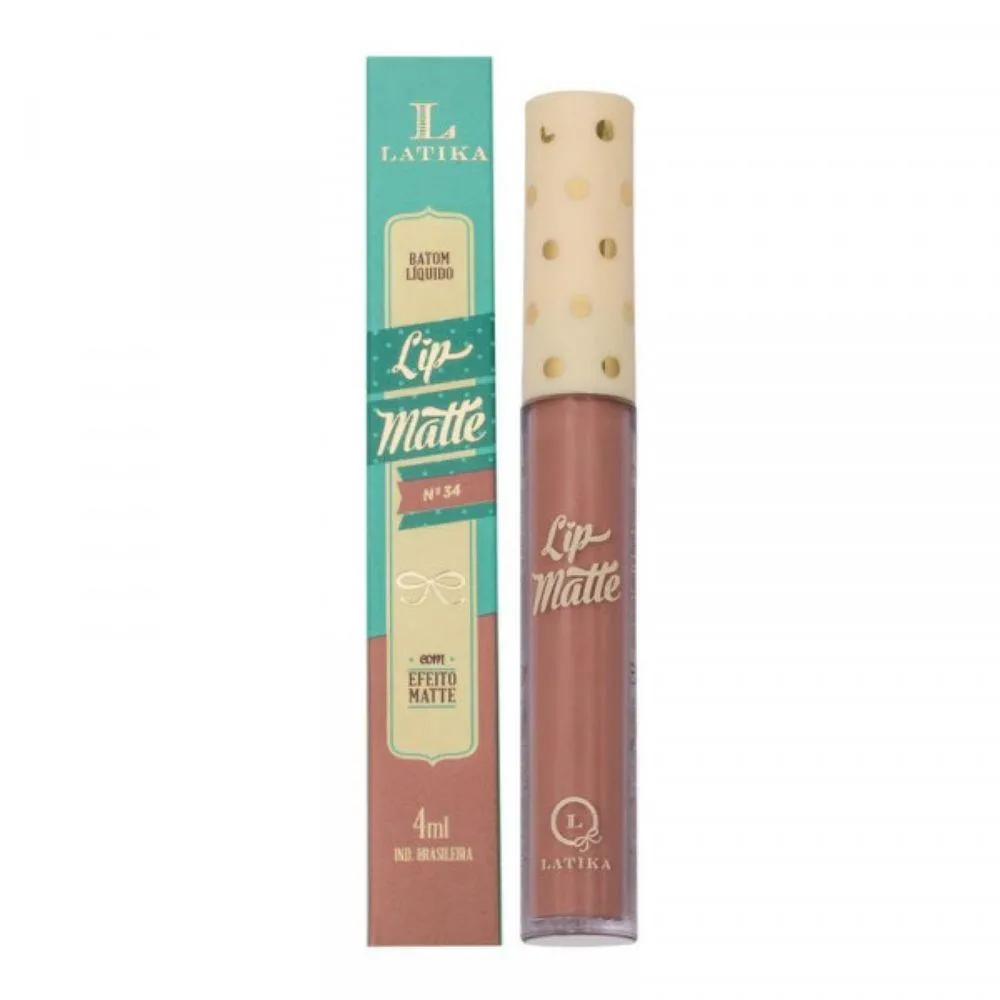 Batom Líquido Lip Matte Latika Alta Fixaçao Pigmentaçao 34