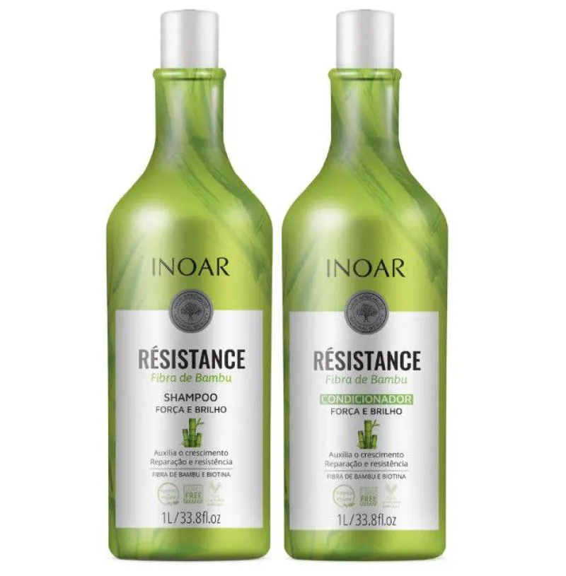 INOAR KIT RéSISTANCE FIBRA DE BAMBU - SHAMPOO E CONDICIONADOR 1000ML