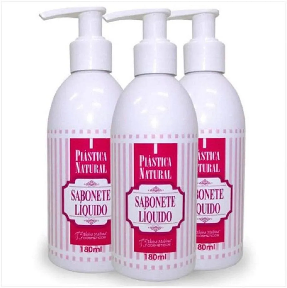 SABONETE LIQUIDO PLASTICA NATURAL ELOISA MEDINA 180ML COM COLáGENO KIT C/3 UNIDADES
