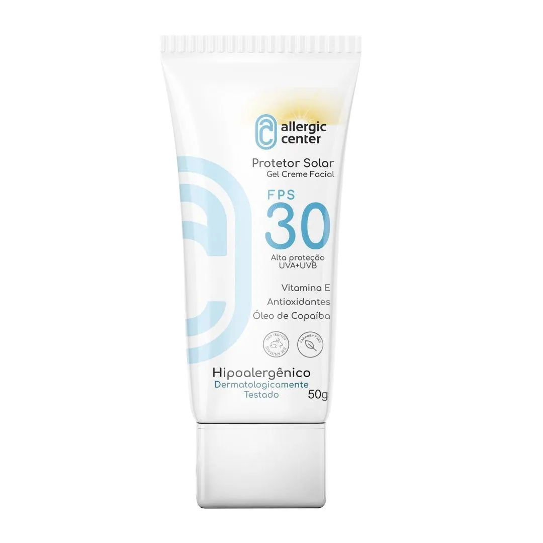PROTETOR SOLAR FACIAL HIPOALERGêNICO ALTA PROTEçãO UVA E UVB ALLERGIC CENTER 50GR FPS 30
