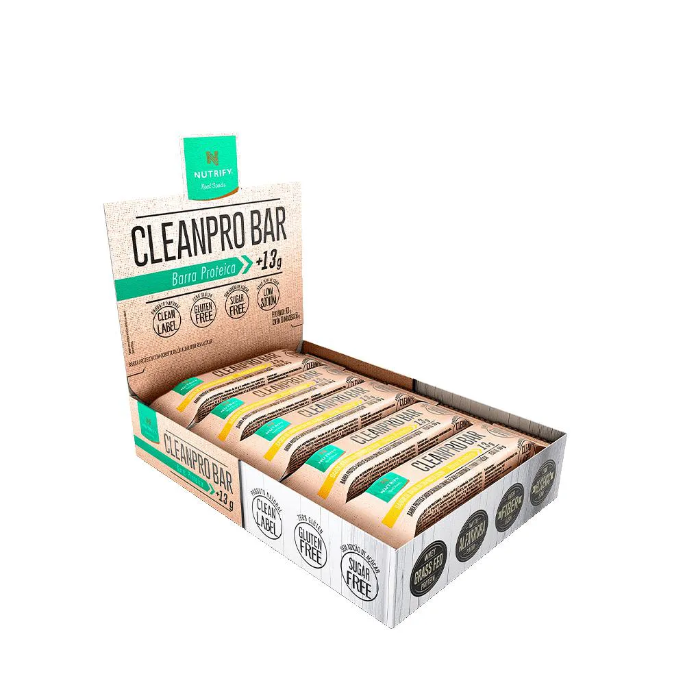 Barra de Proteína Nutrify CleanPro Bar Baunilha com Nibs de Cacau 50g 10 unidades 