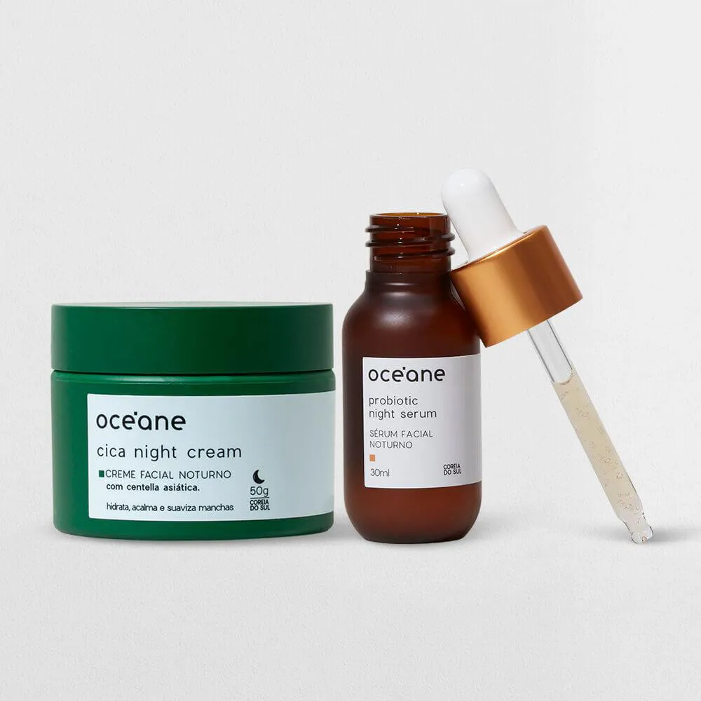Kit Tratamento Noturno - Sérum Facial de Probioticos + Creme Facial Noturno de Cica (2 Produtos) Não