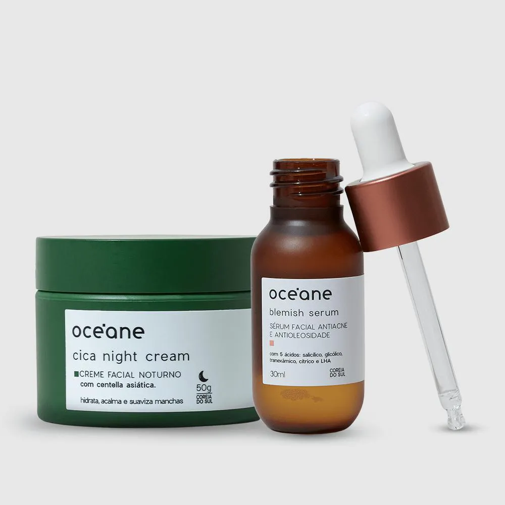 Kit Rotina Noturna Antiacne - Serum Antiacne + Creme Noturno Cica (2 Produtos) Não