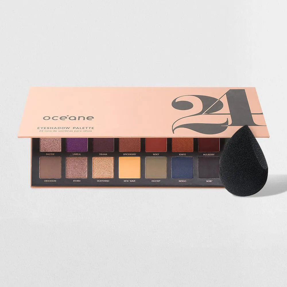 PALETA DE SOMBRAS 24 CORES + ESPONJA DE MAQUIAGEM FLAT DROP EDITION (2 PRODUTOS)