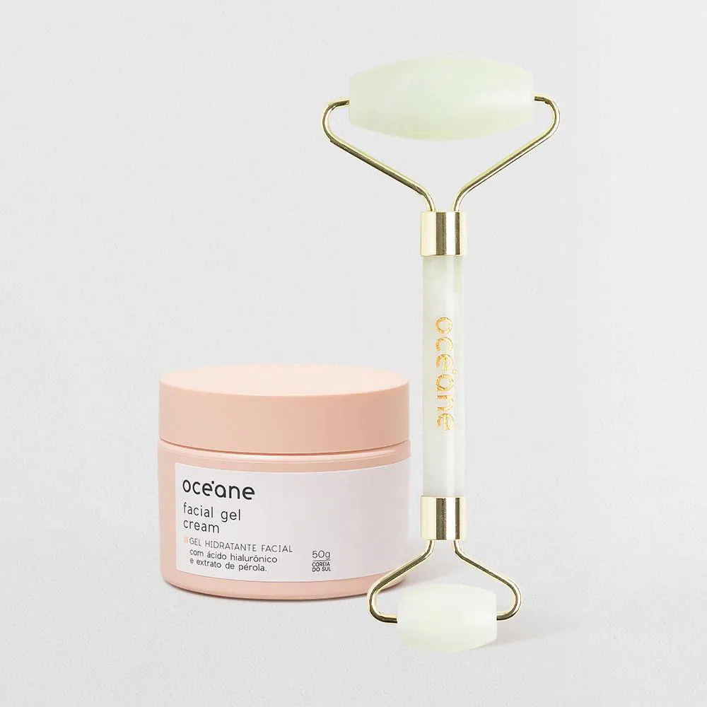 Kit Massageador Facial de Jade + Hidratante Facial (2 Produtos)