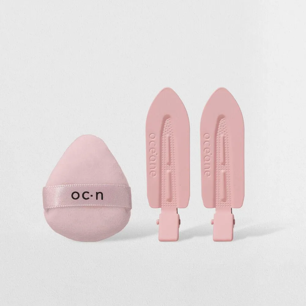 KIT ACESSóRIOS PARA MAKE  PRESILHA DE CABELO ROSA + MINI ESPONJA OCéANE EDITION (2 PRODUTOS)