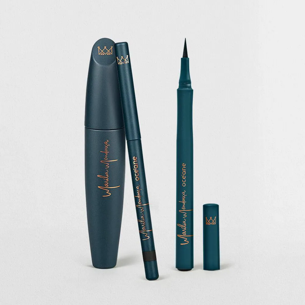 Kit Máscara Para Cílios + Caneta delineadora + Lápis Para Olhos Preto Marília Mendonça By Océane