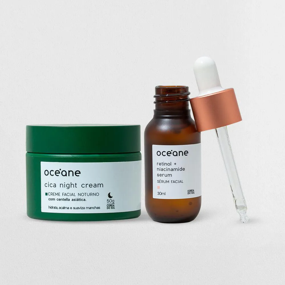 KIT SéRUM RETINOL E NIACINAMIDA + CREME FACIAL CICA NIGHT (2 PRODUTOS)