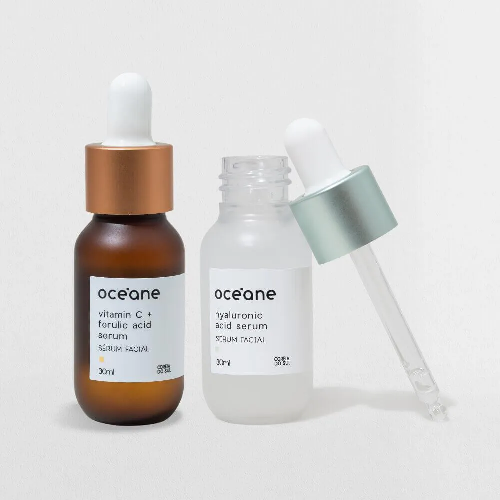 Kit Sérum Facial Com Ácido Hialurônico + Sérum Facial de Vitamina C E Ácido Ferulico (2 Produtos)