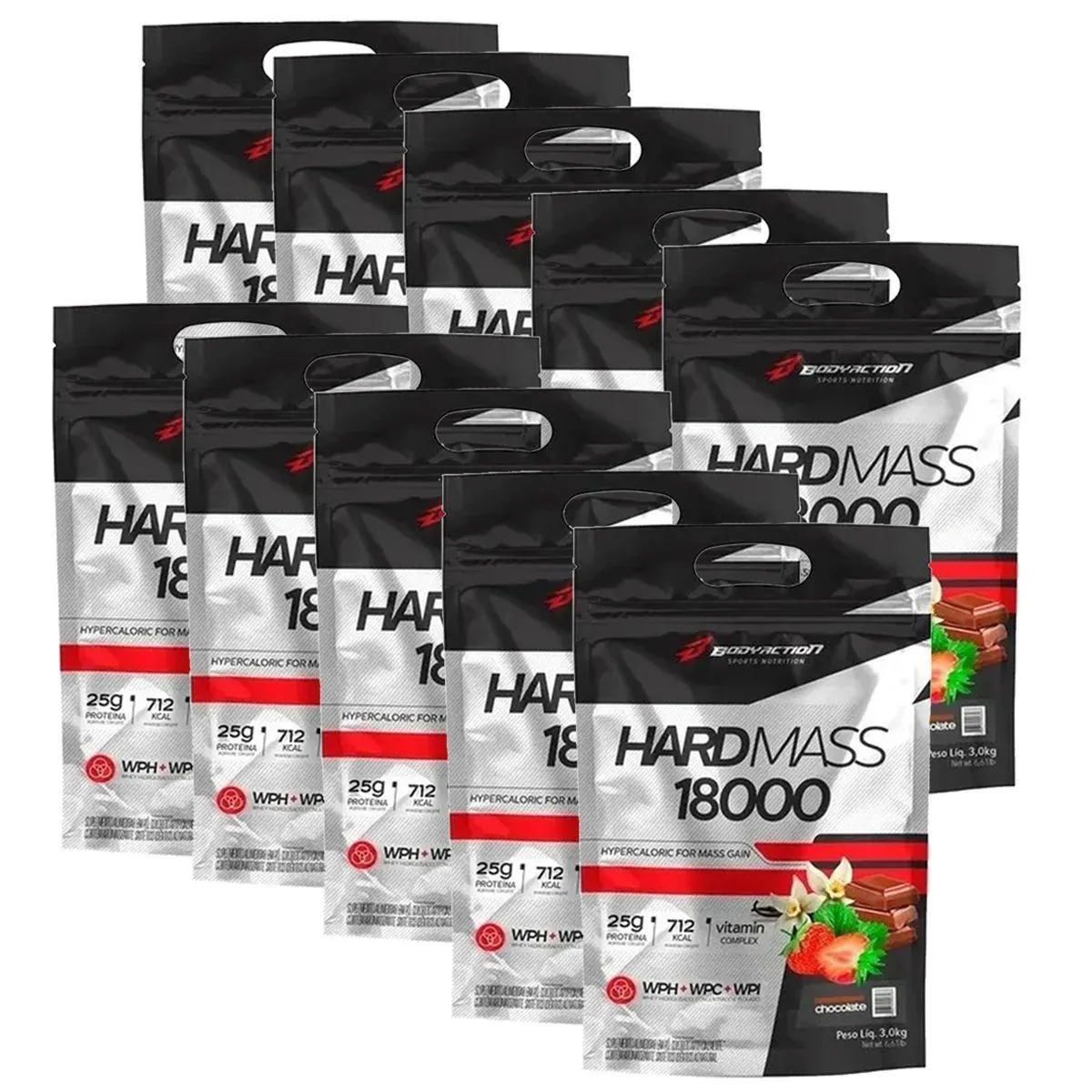 KIT 10X HARD MASS 18000 - 3000G CHOCOLATE - BODYACTION