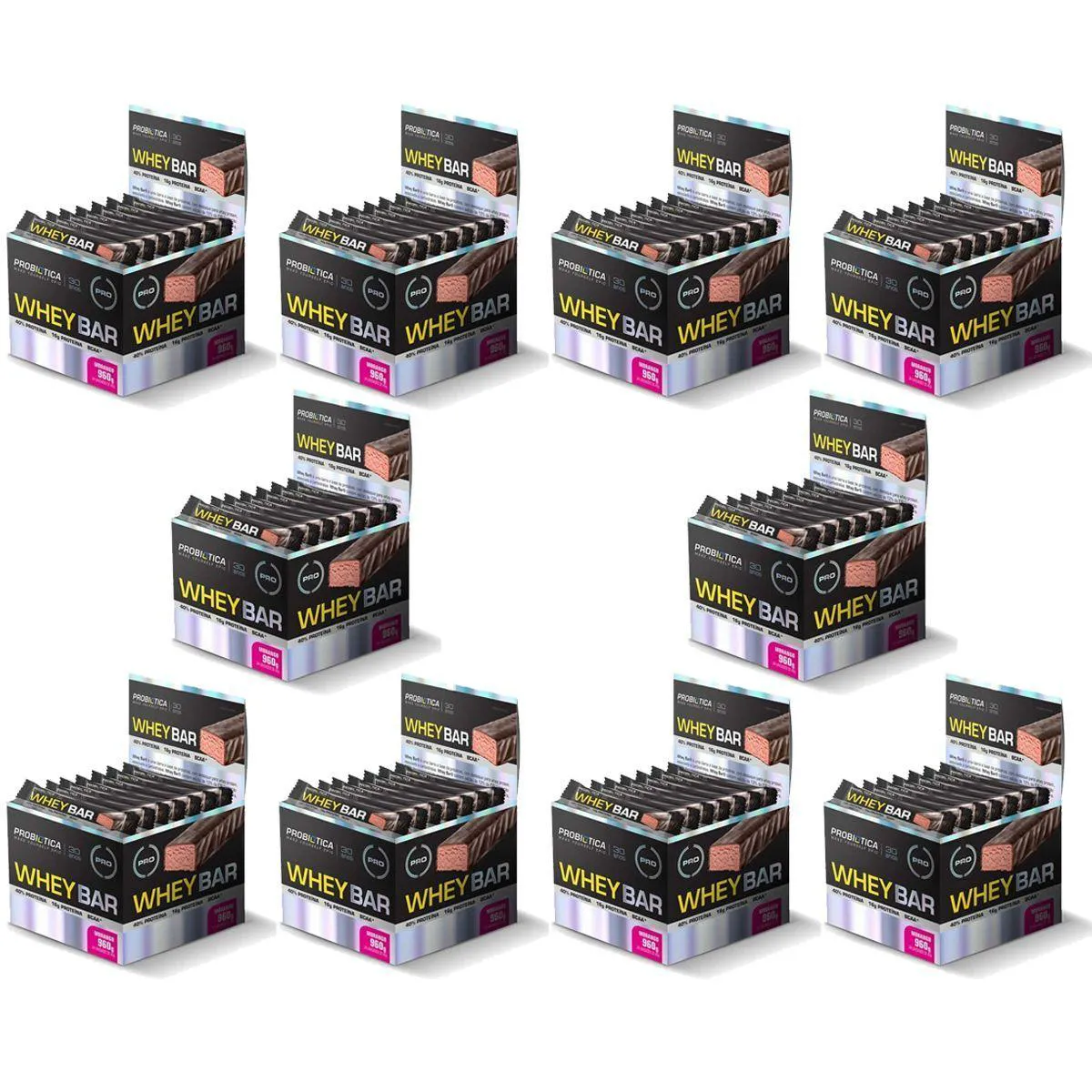 KIT 10X WHEY BAR HIGH PROTEIN - 24 UNIDADES 40G MORANGO - PROBIóTICA