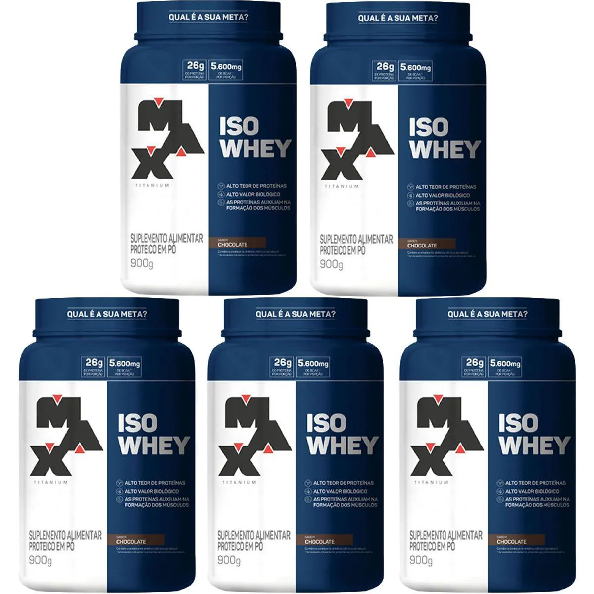 KIT 5 ISO WHEY - 900G CHOCOLATE - MAX TITANIUM