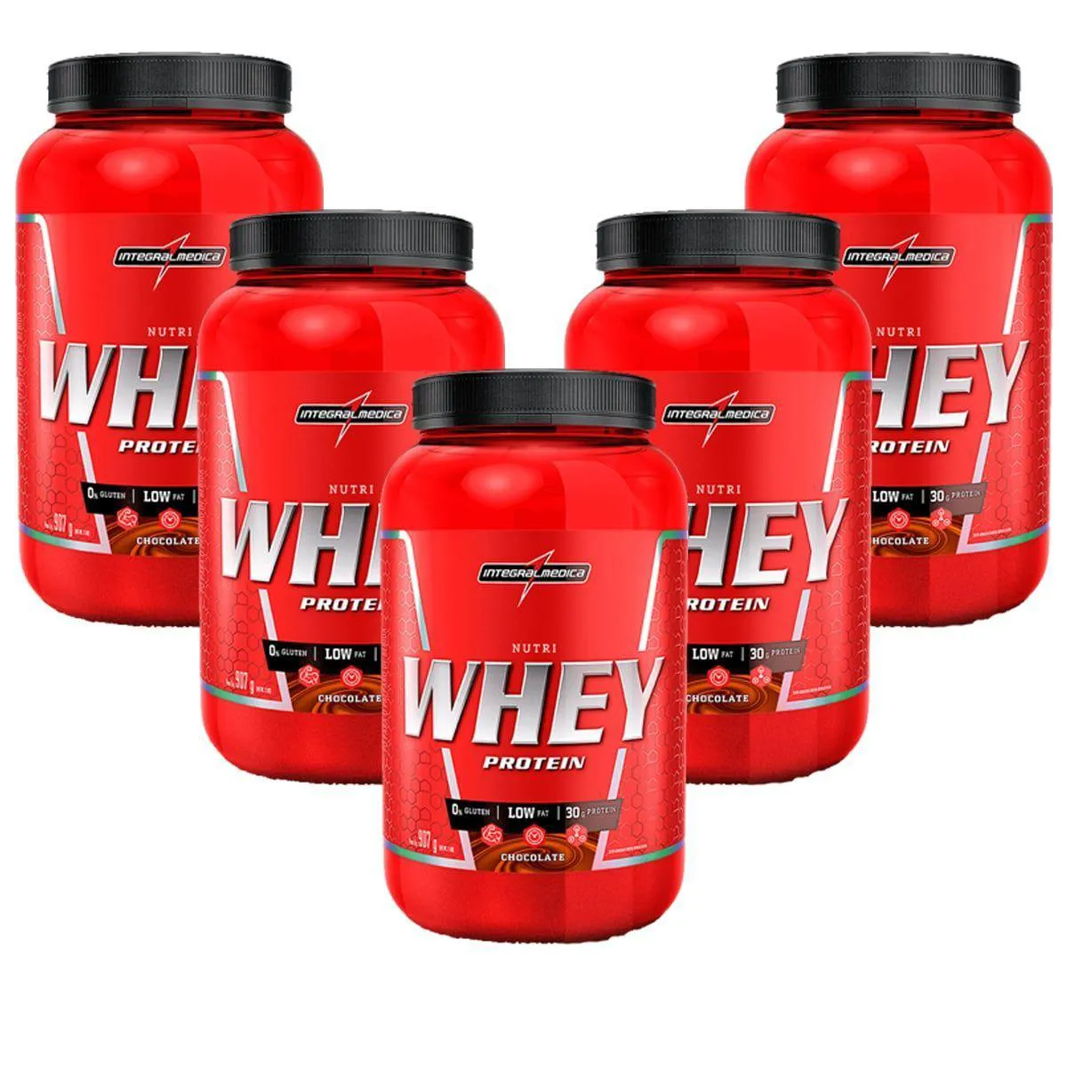 KIT 5X NUTRI WHEY PROTEIN - 907G CHOCOLATE - INTEGRALMéDICA
