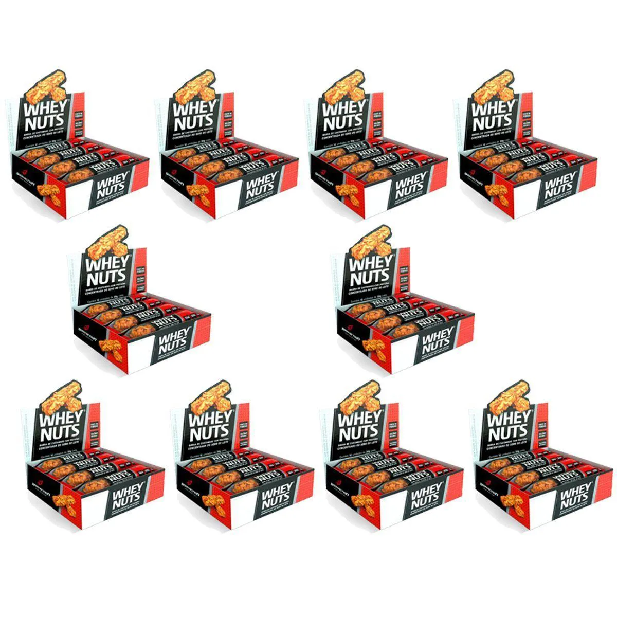 KIT 10X BARRA DE CASTANHAS WHEY NUTS - 12 UNIDADES 30G - BODYACTION