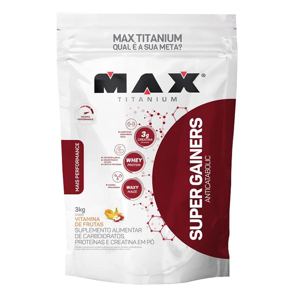 Hipercalórico Max Titanium Super Gainers Vitamina de Frutas 3kg