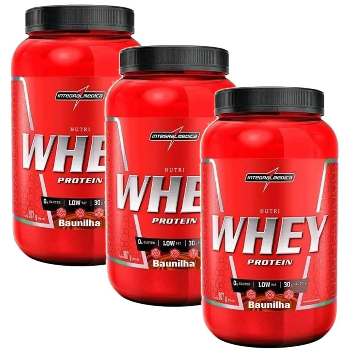 KIT 3X NUTRI WHEY PROTEIN - 907G BAUNILHA - INTEGRALMéDICA