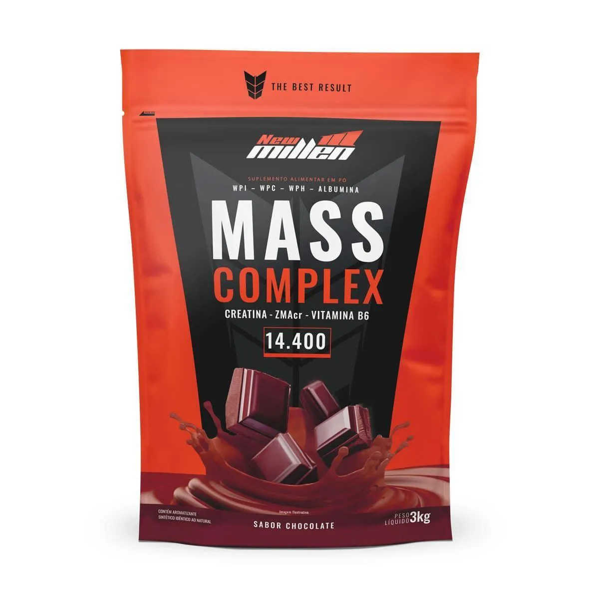Hipercalórico New Millen Mass Complex 14400 Chocolate Refil 3kg