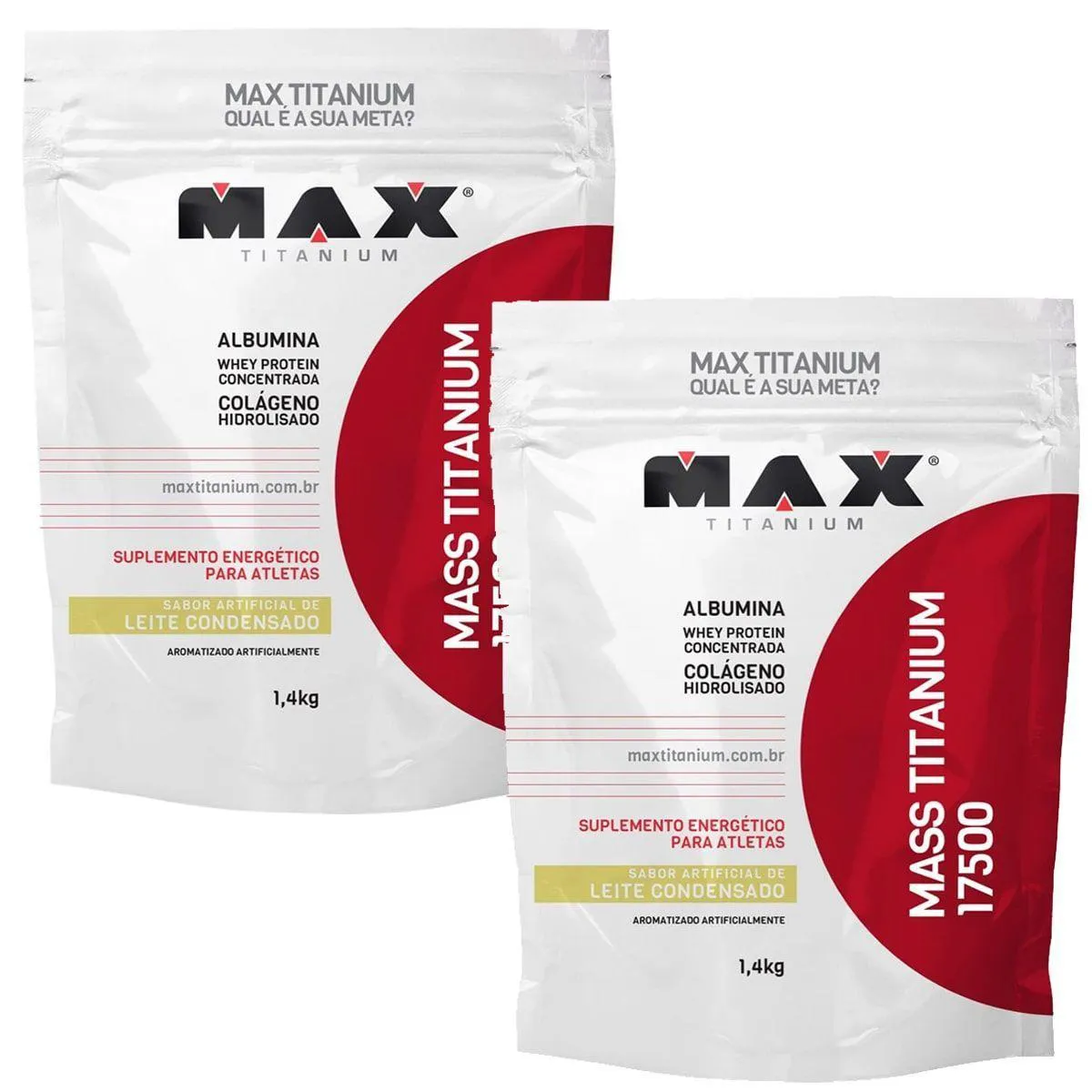 Kit Hipercalórico Max Titanium Mass Titanium 17500 Leite Condensado 1,4kg 2 unidades