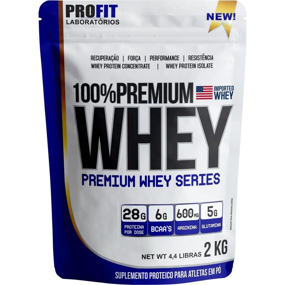 100% WHEY PREMIUM REFIL STAND-UP - 2000G BAUNILHA - PROFIT