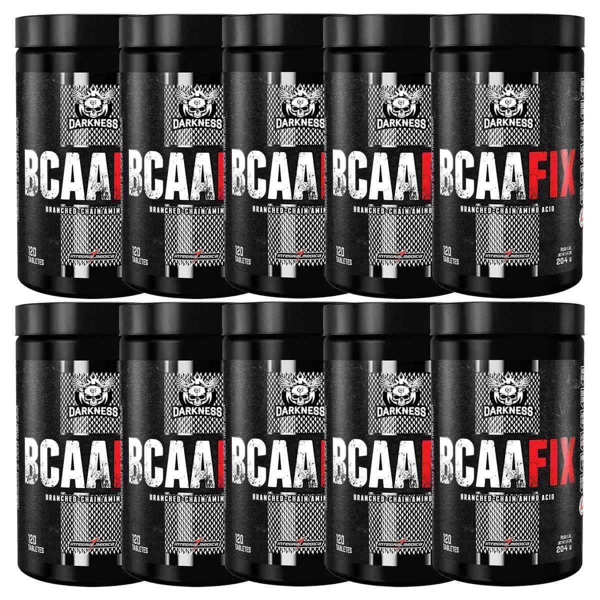 KIT 10X BCAA FIX DARKNESS - 120 TABLETES - INTEGRALMéDICA