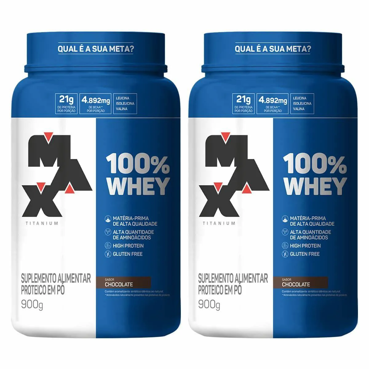 KIT 2X 100% WHEY - 900G CHOCOLATE - MAX TITANIUM
