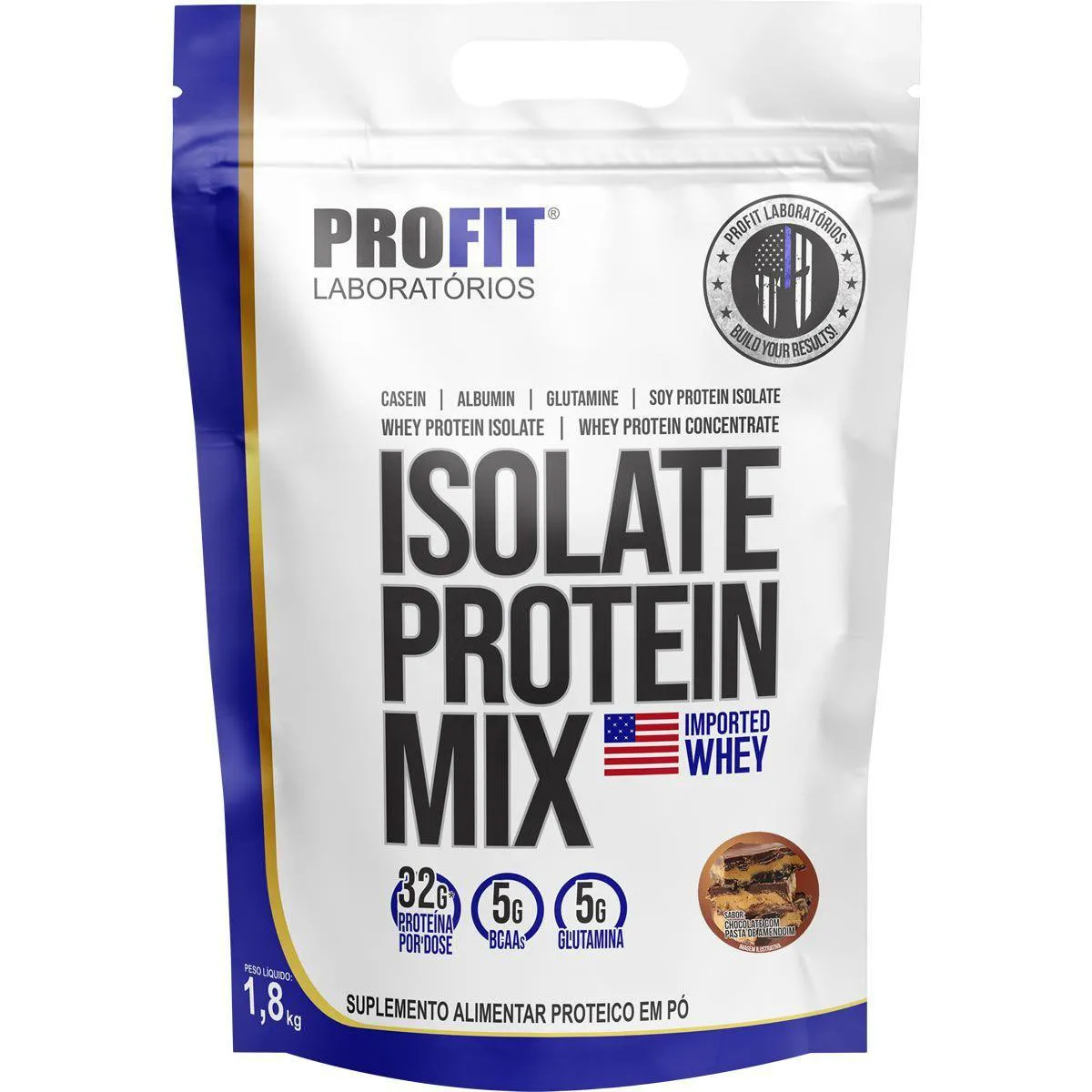 ISOLATE PROTEIN MIX REFIL STAND-UP - 1.800G CHOCOLATE COM PASTA DE AMENDOIM - PROFIT