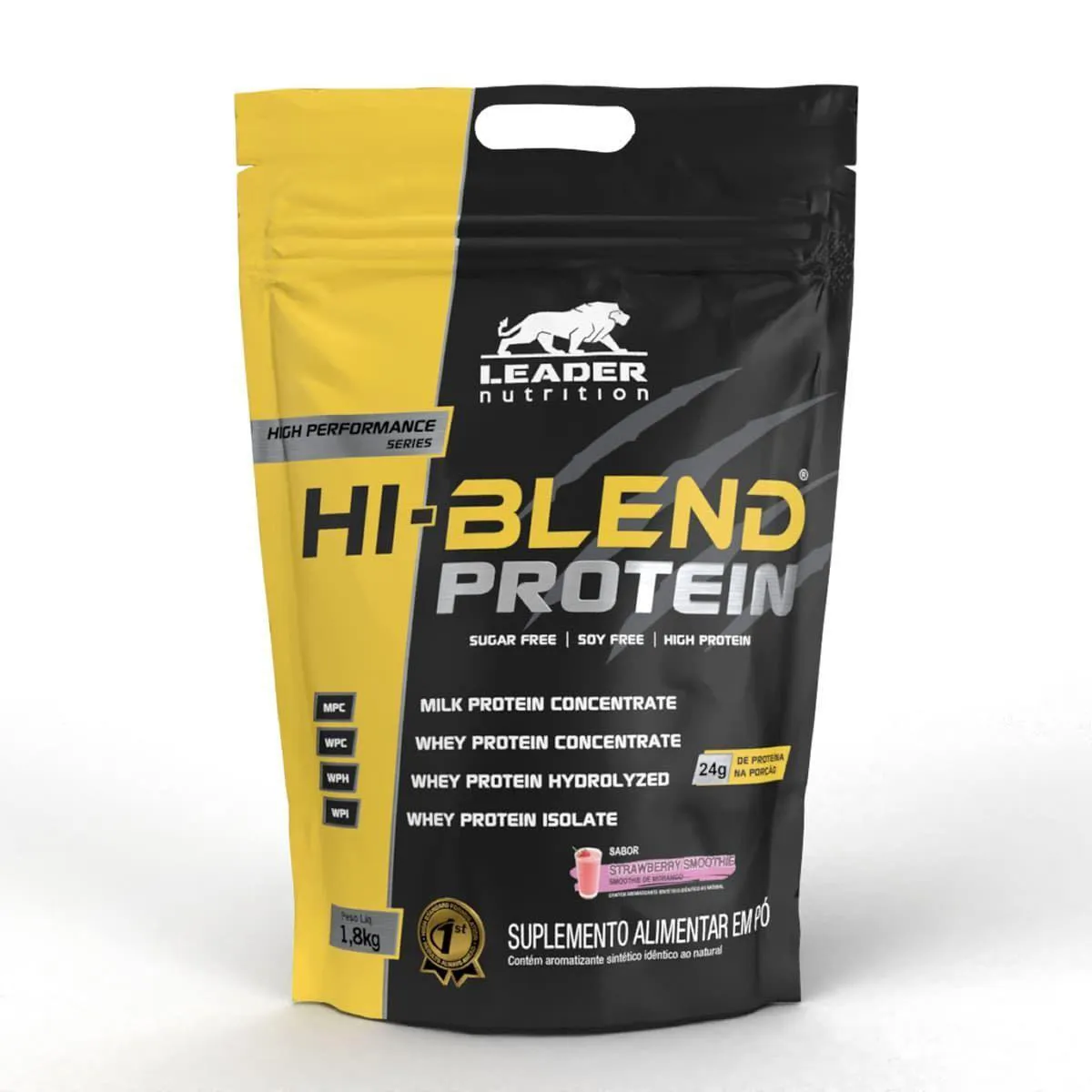 Suplemento Leader Nutrition Hi-Blend Protein Smoothie de Morango Refíl 1800g
