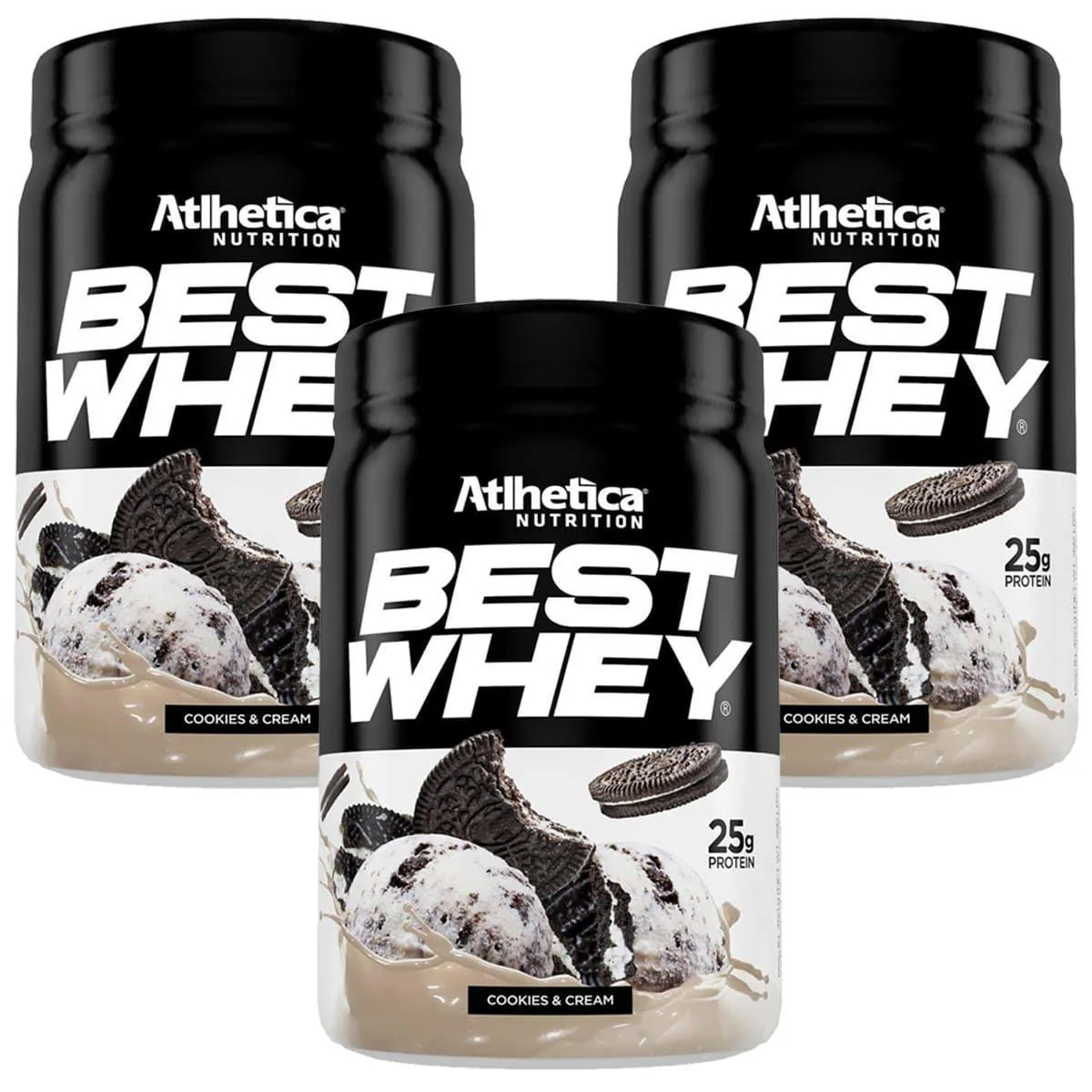 Kit 3X Best Whey - 450G Cookies&Cream - Atlhetica Nutrition