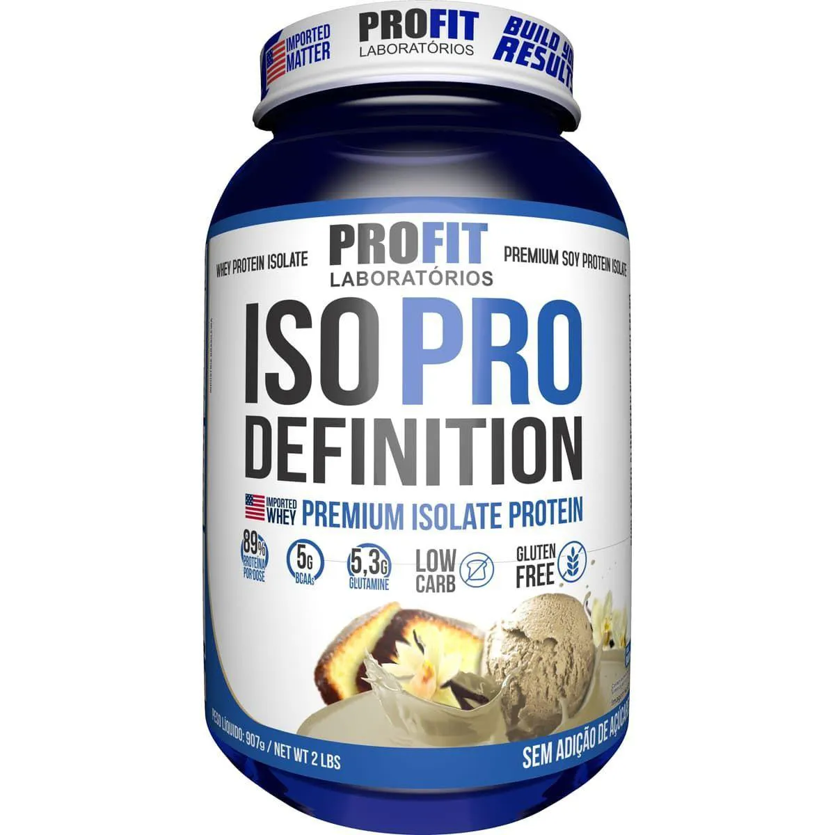 Whey Protein Isolada Profit Laboratórios ISO Pro Definition Baunilha 907g