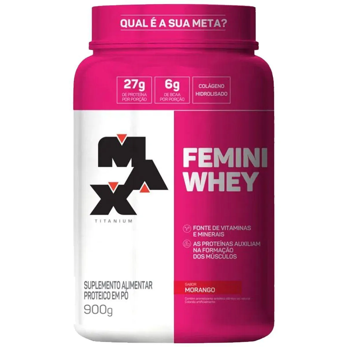 FEMINI WHEY - 900G MORANGO - MAX TITANIUM
