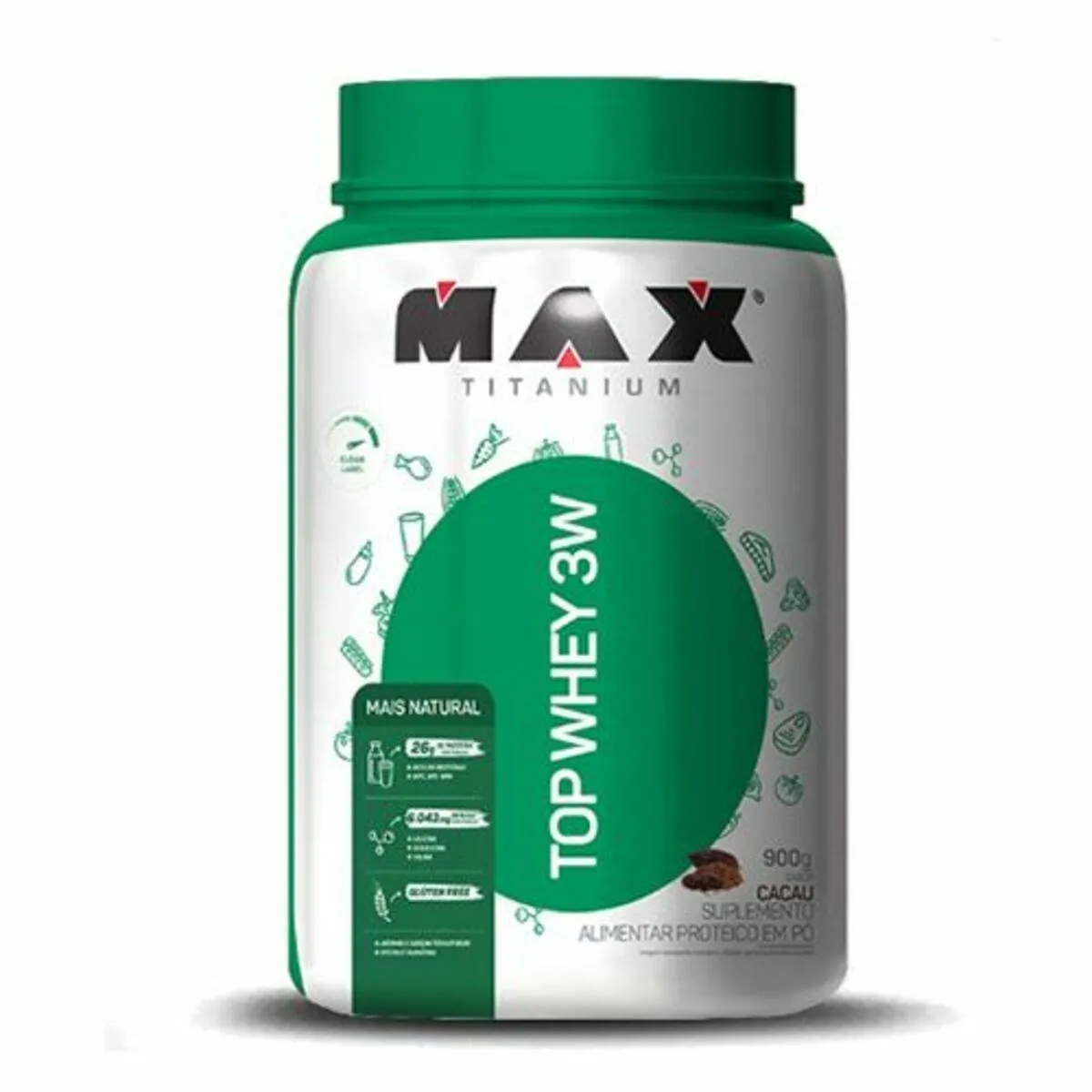 TOP WHEY 3W MAIS PERFORMANCE - 900 CACAU - MAX TITANIUM