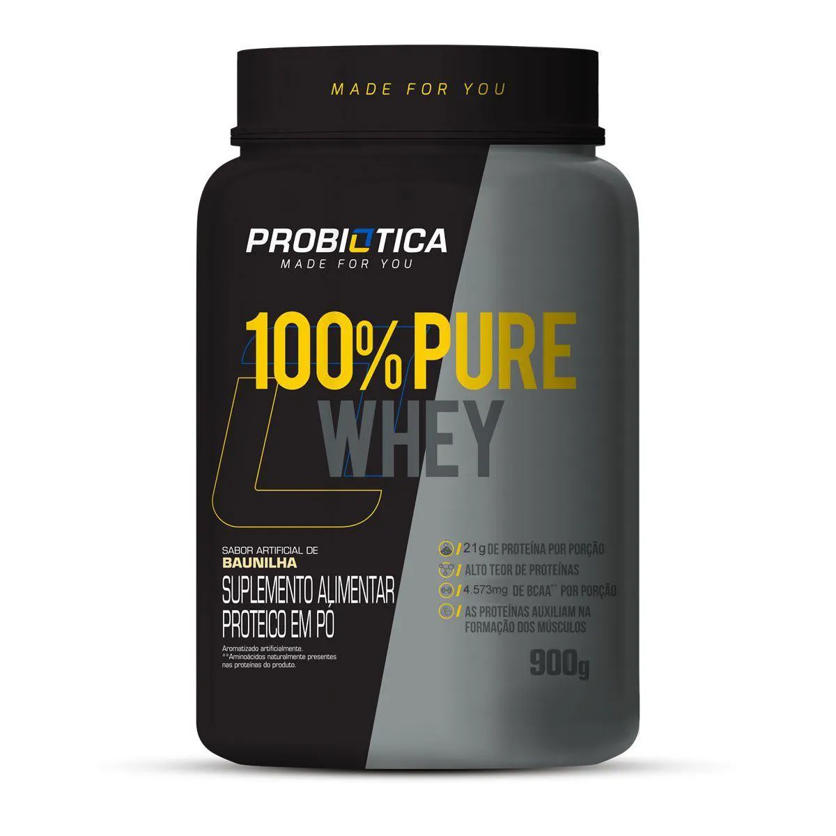 100% PURE WHEY NOVA FóRMULA - 900G BAUNILHA - PROBIóTICA