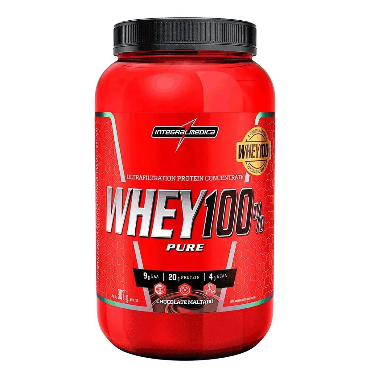 WHEY 100% PURE - 907G CHOCOLATE MALTADO - INTEGRALMéDICA
