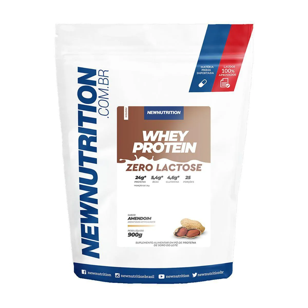 WHEY ZERO LACTOSE - 900G AMENDOIM - NEWNUTRITION