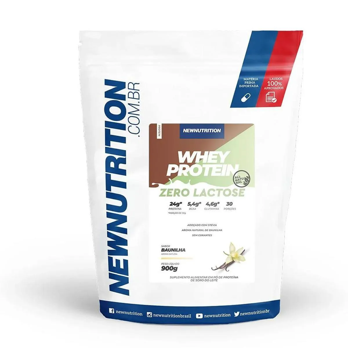 WHEY ZERO LACTOSE ALL NATURAL - 900G BAUNILHA - NEWNUTRITION
