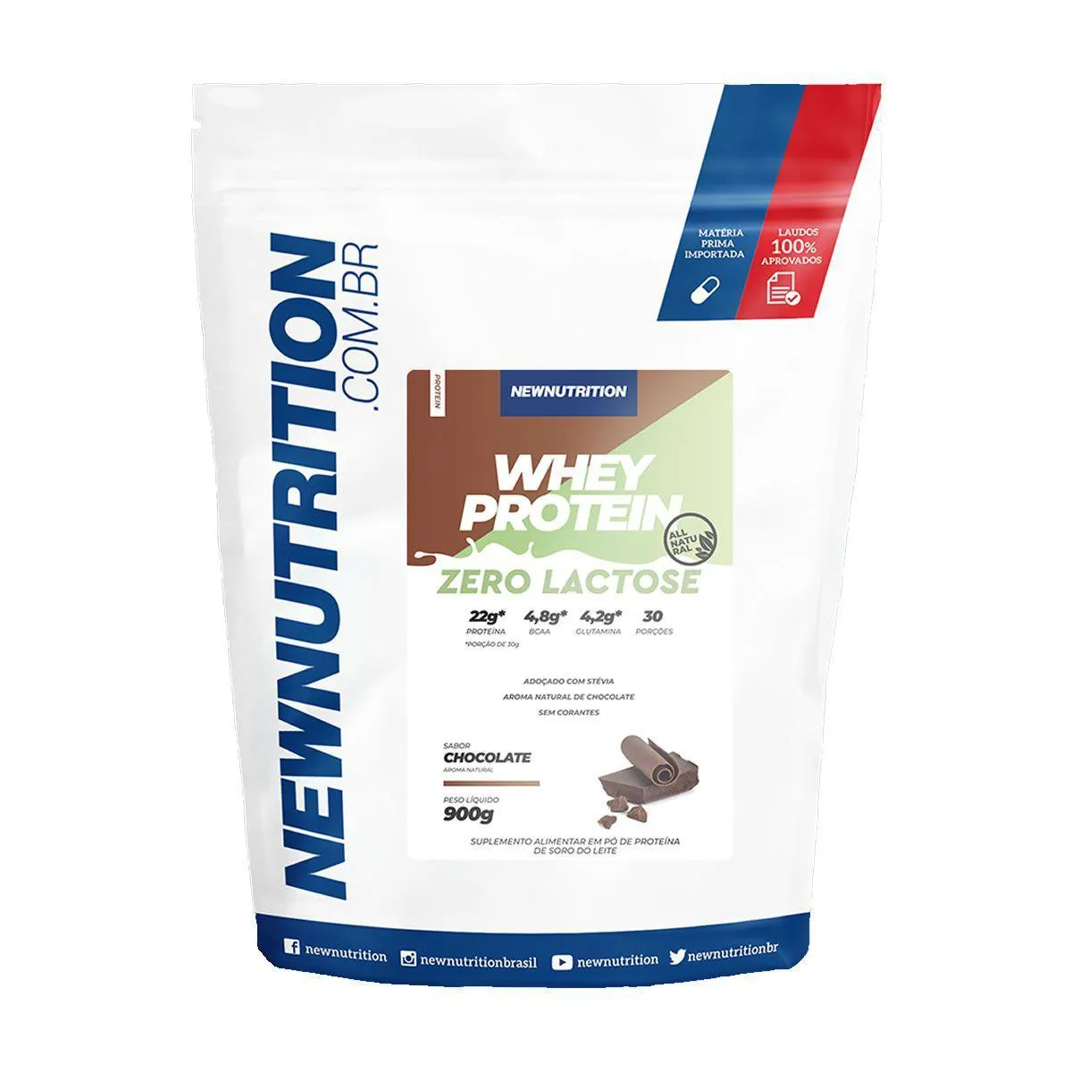 WHEY ZERO LACTOSE ALL NATURAL - 900G CHOCOLATE - NEWNUTRITION