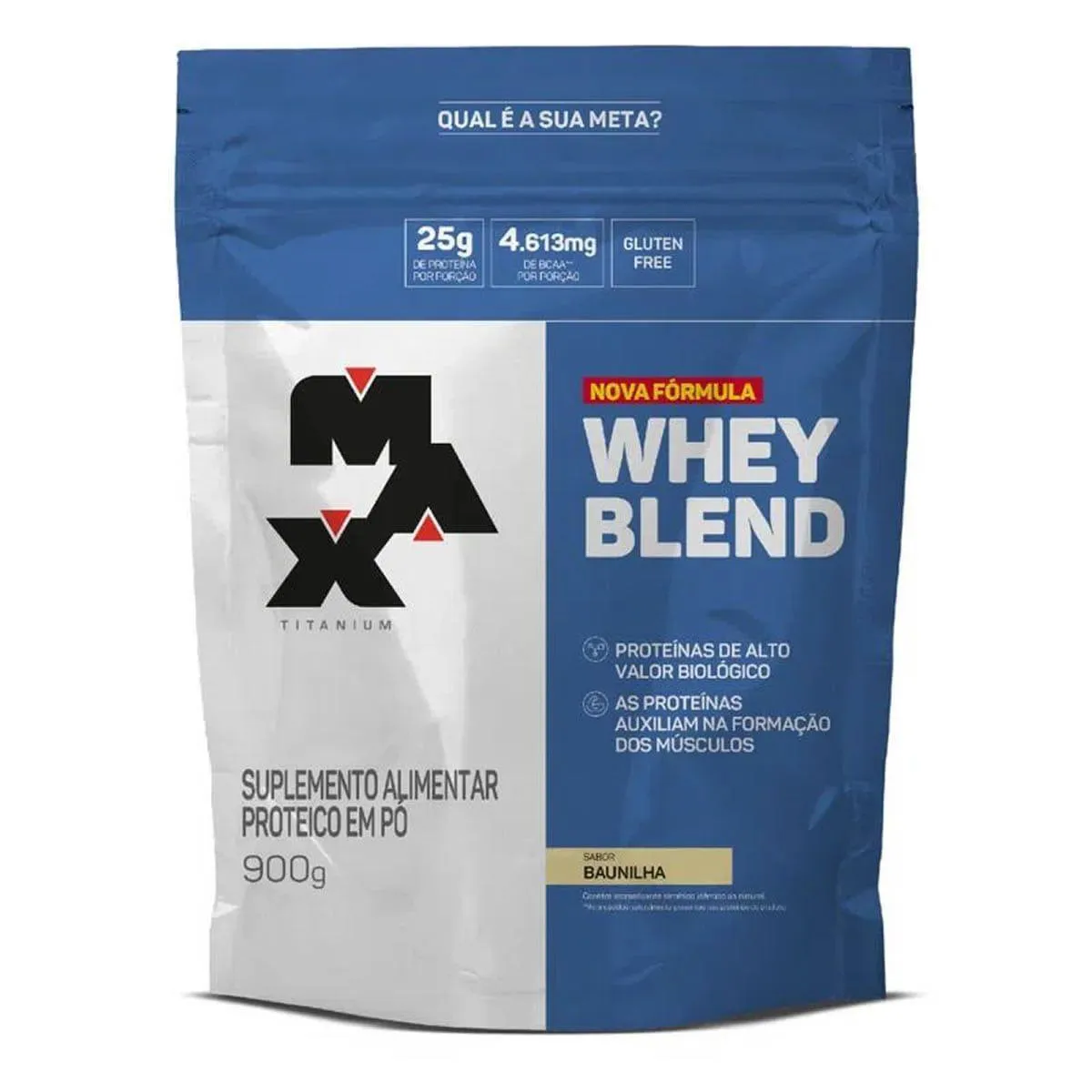 WHEY BLEND NOVA FóRMULA - 900G REFIL BAUNILHA - MAX TITANIUM
