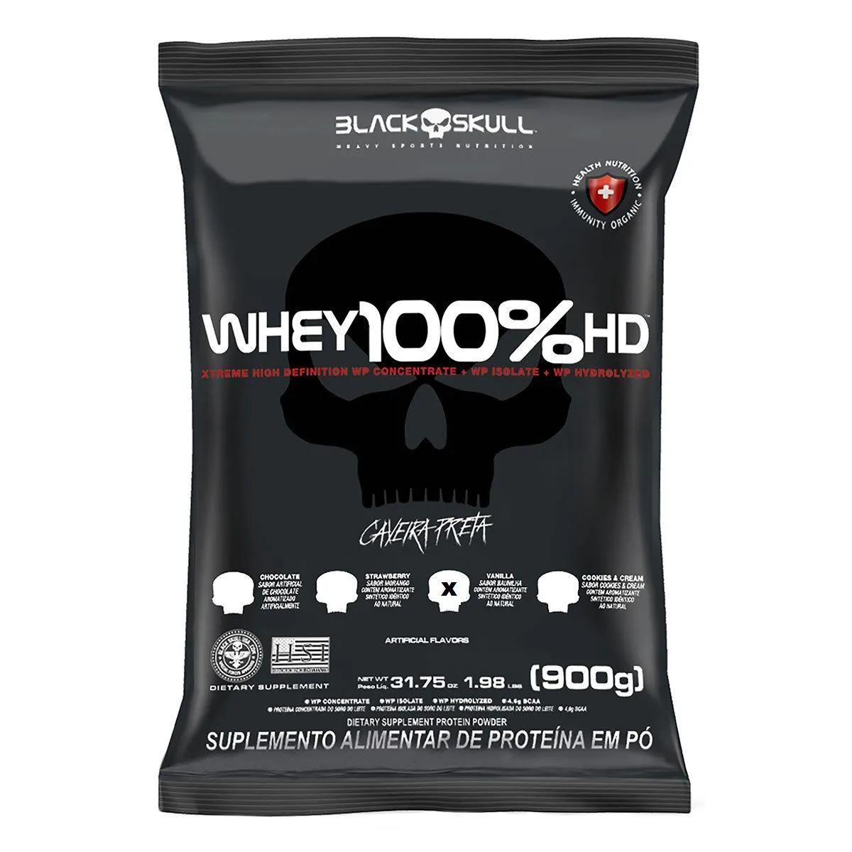 WHEY 100% HD - 900G REFIL BAUNILHA - BLACK SKULL