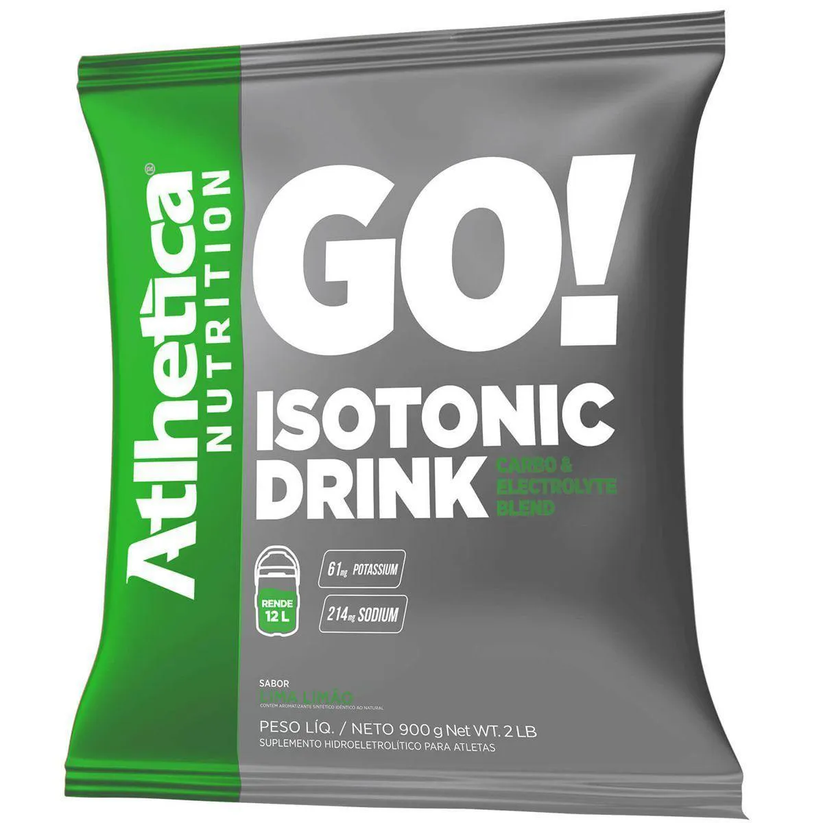 Suplemento Atlhetica Nutrition Go! Isotonic Drink Lima Limão refíl 900g