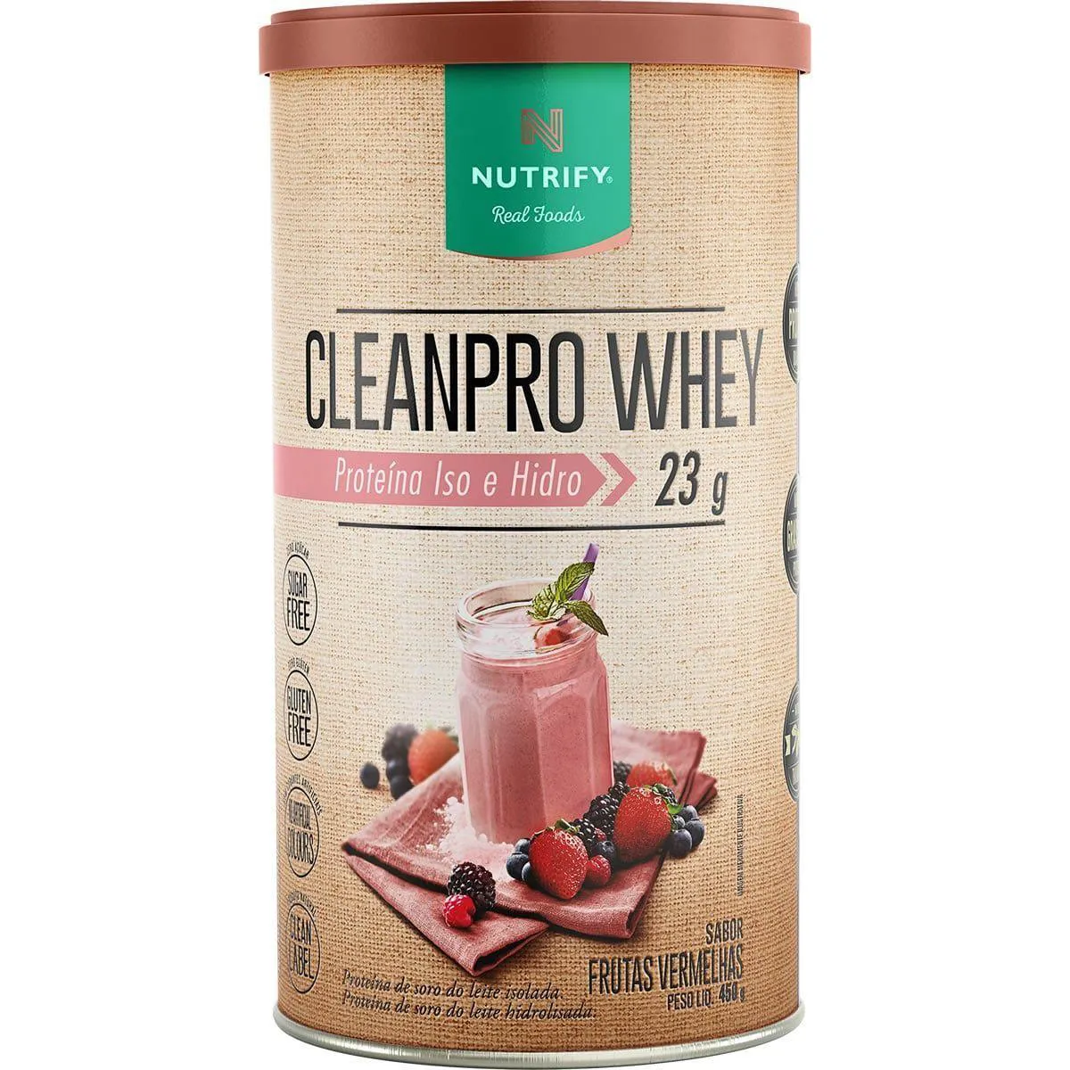 CLEANPRO WHEY ISO E HIDRO - 450G FRUTAS VERMELHAS - NUTRIFY