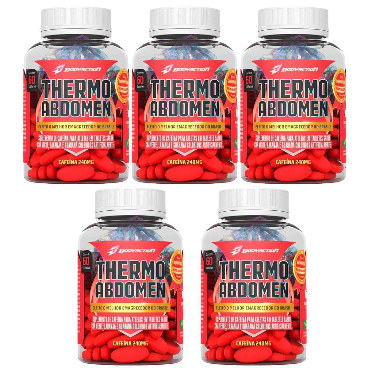 KIT 5 THERMO ABDOMEN - 60 TABLETES - BODYACTION