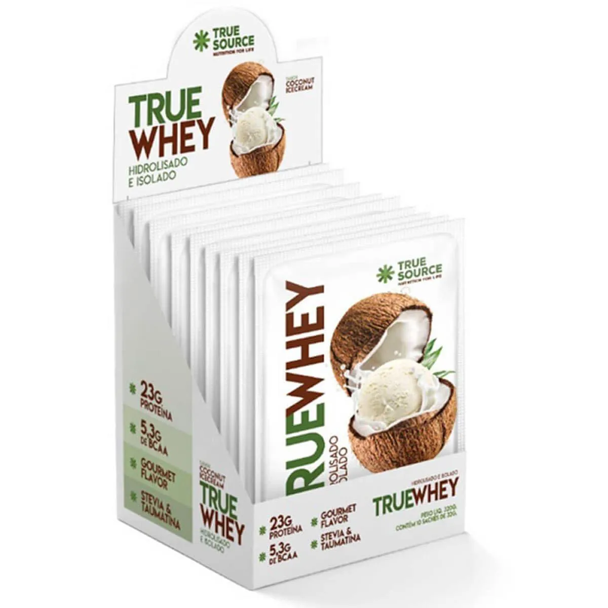 Kit Whey Protein True Source True Whey Coco Sachê 32g 10 unidades
