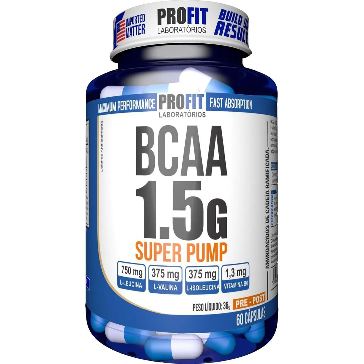 BCAA SUPER PUMP 1,5G - 60 CáPSULAS - PROFIT