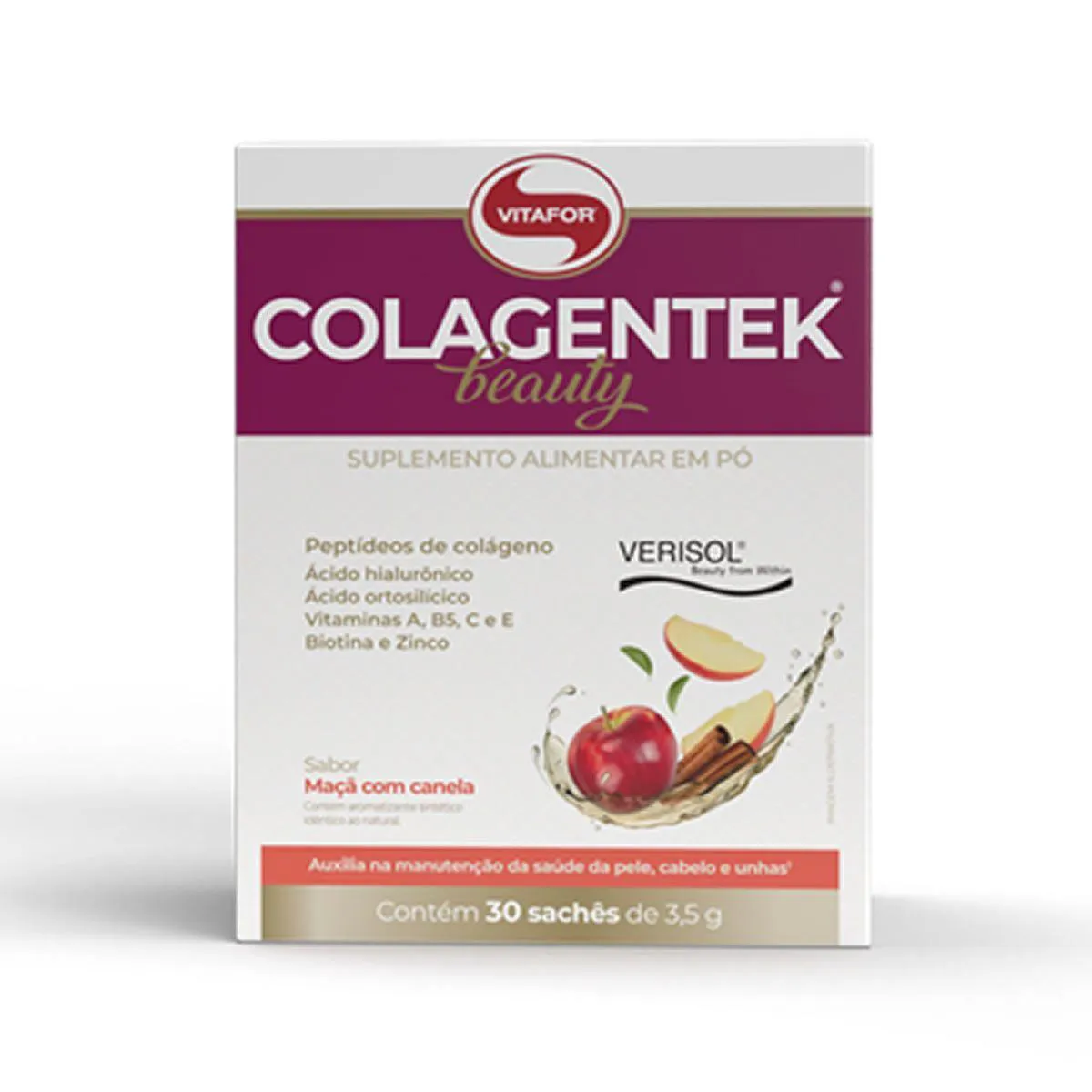 COLAGENTEK BEAUTY VERISOL - 30 SACHêS 3,5G MAçã COM CANELA - VITAFOR