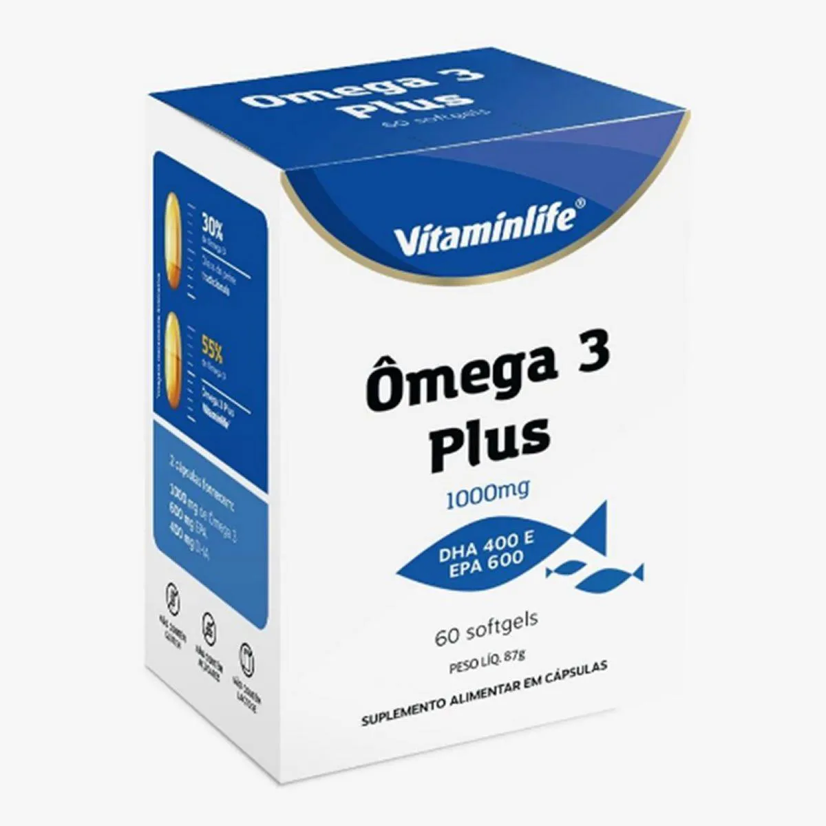 ÔMEGA 3 PLUS 1000MG - 60 SOFTGELS - VITAMINLIFE