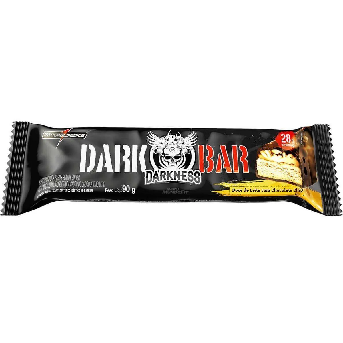 WHEY BAR DARKNESS - 1 UNIDADE 90G DOCE DE LEITE COM CHOCOLATE CHIP - INTEGRALMéDICA