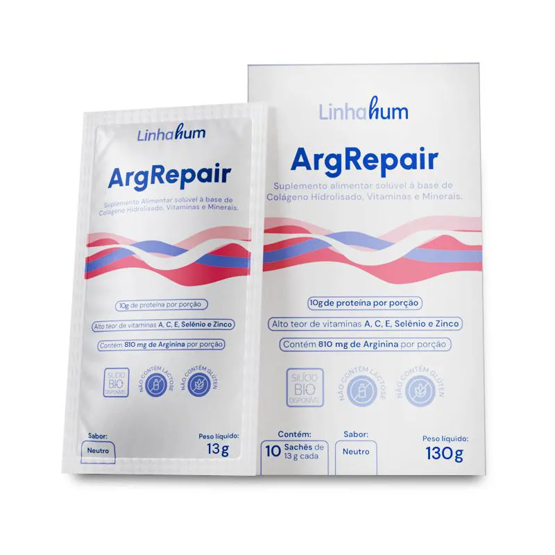 SUPLEMENTO PARA CICATRIZAÇÃO - ARG REPAIR - 10 SACHÊS DE 13G SABOR NEUTRO - LINHAHUM
