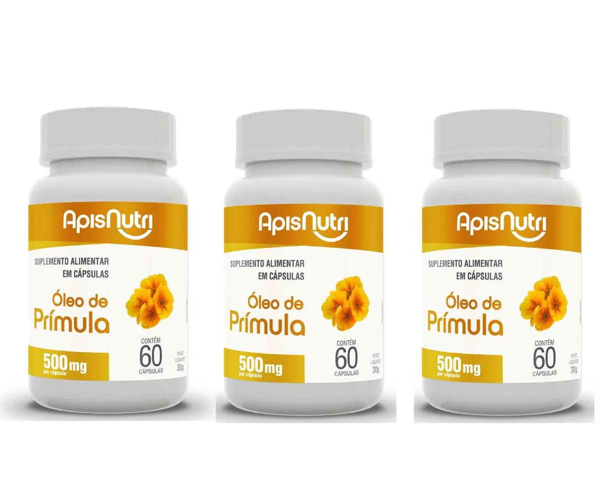 KIT 3 SUPLEMENTO ÓLEO DE PRíMULA COM 60CAPS - APISNUTRI